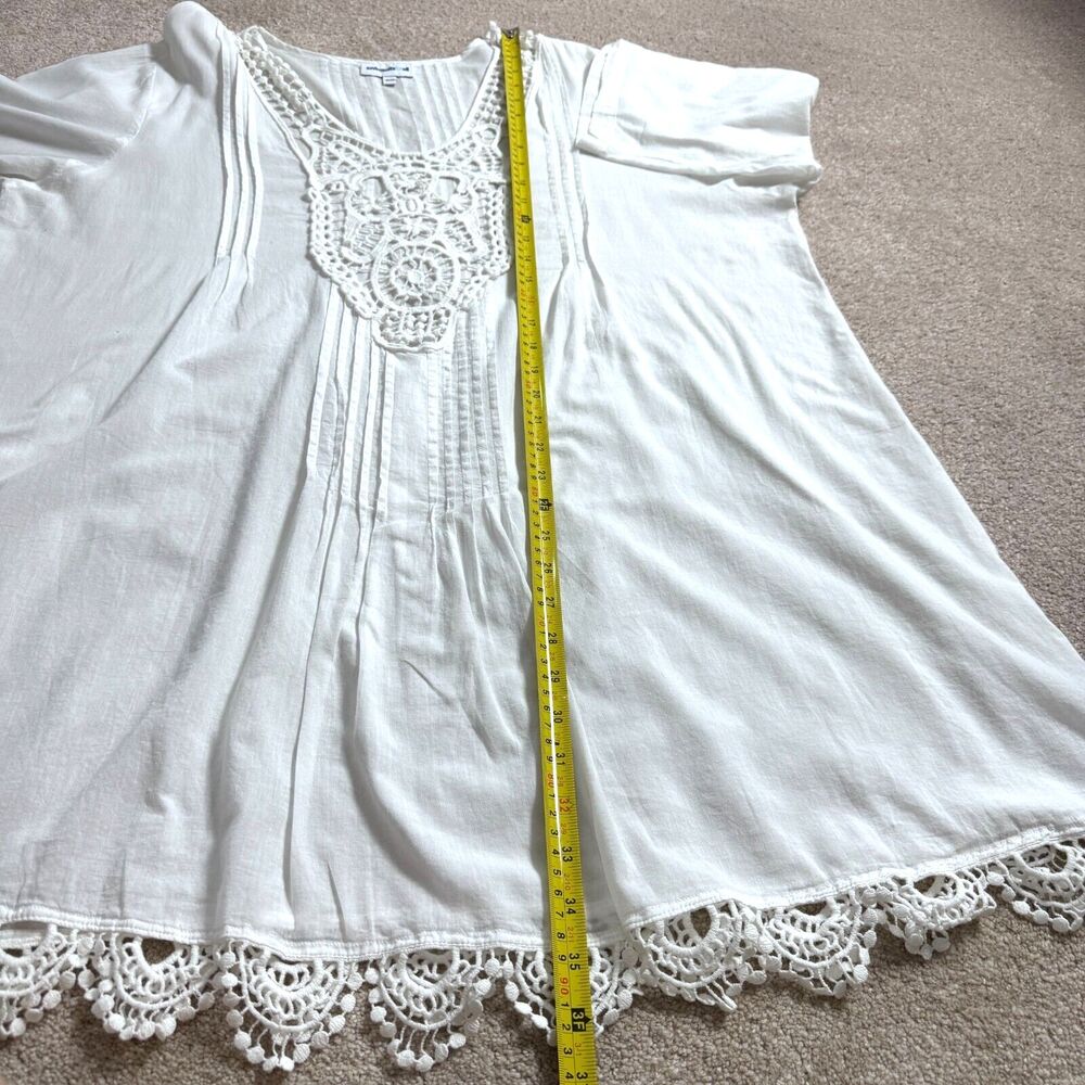 Swimsuits For All Swimsuit Cover Up Women's SIZE 18/20 Short Tab Sleeve White - Picture 12 of 16